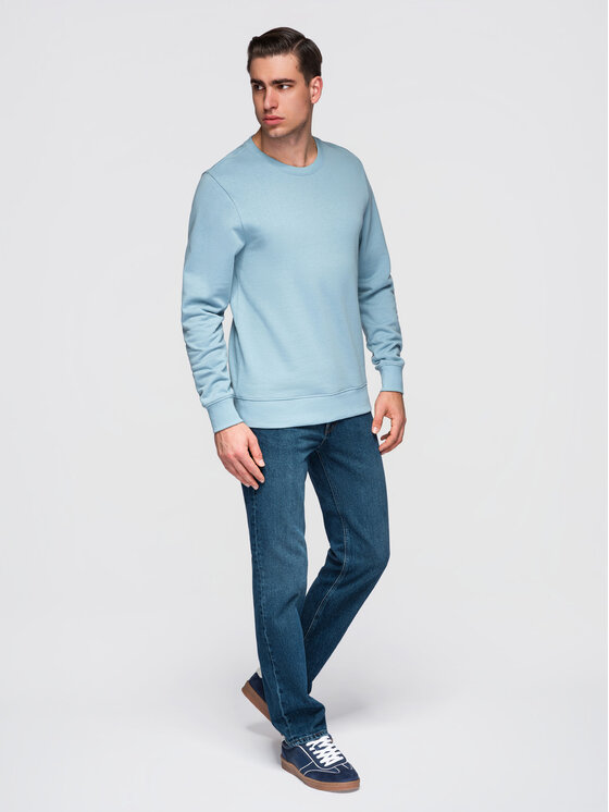 Ombre Ombre Bluza OM-SSBN-0271 Niebieski jasny Regular Fit