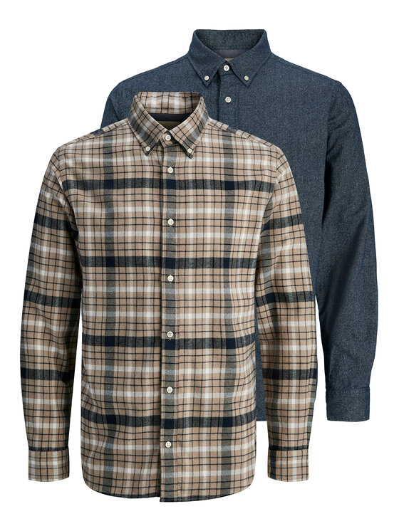 Jack & Jones Jack&Jones Σετ Πουκάμισο 2 τμχ. Blubarkley 12294328 Μπεζ Regular Fit