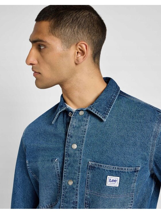 Lee Lee Kurtka jeansowa Worker Shirt Niebieski Basic Fit