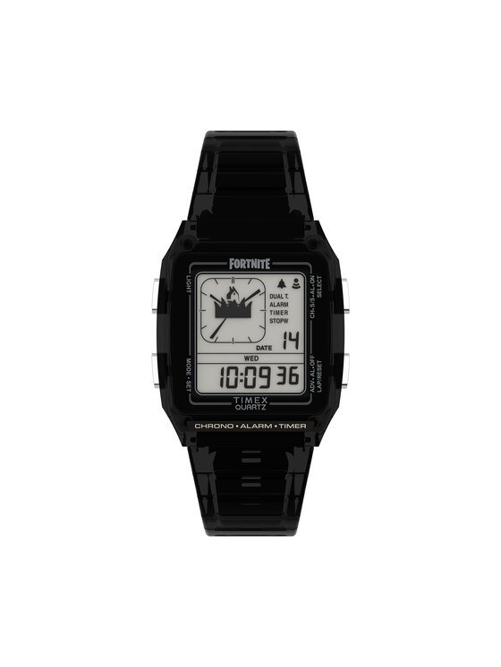 Timex Ročna Ura Q Timex Lca X Fortnite® 35mm TW2W96500 Črna