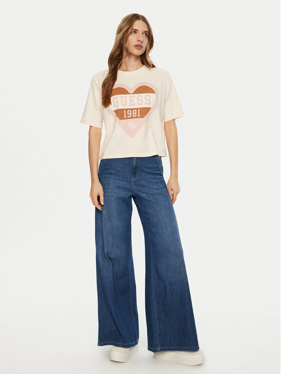 Guess Guess T-Shirt V5RI01 I3Z14 Écru Regular Fit