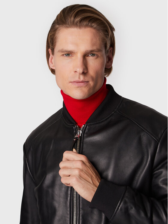 HUGO Hugo Geacă de piele Lenno 50481934 Negru Slim Fit