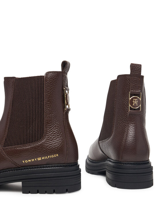 Tommy Hilfiger Tommy Hilfiger Bokacsizma Th Emboss Grain Leather Chelsea FW0FW09559 Barna