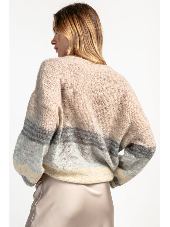 Fobya Fobya Sweter F1897 Brązowy Basic Fit