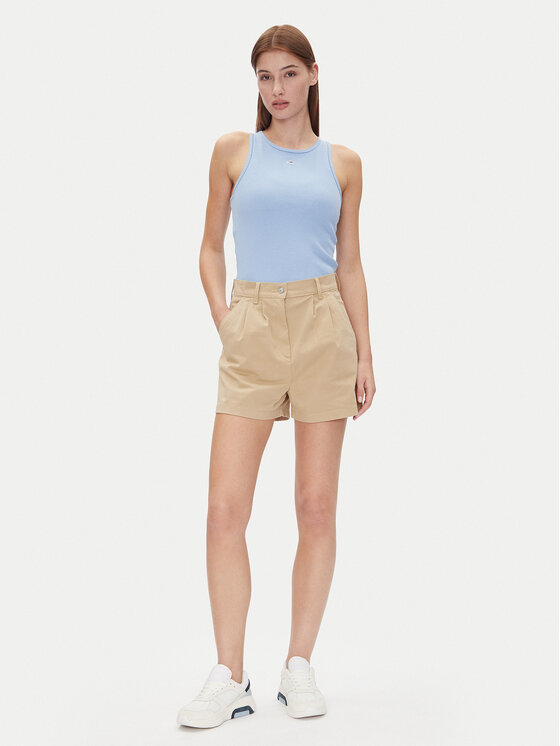 Tommy Jeans Tommy Jeans Bavlnené šortky Claire DW0DW21643 Béžová Regular Fit