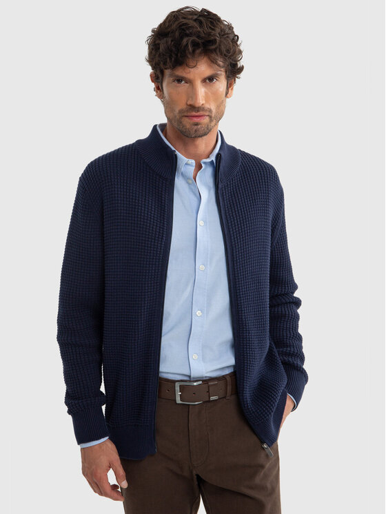 BIG STAR BIG STAR Sweter KARLISON_403_160 Granatowy Basic Fit