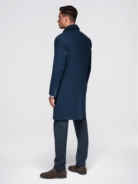 Ombre Ombre Płaszcz OM-COWC-0135 Granatowy Regular Fit