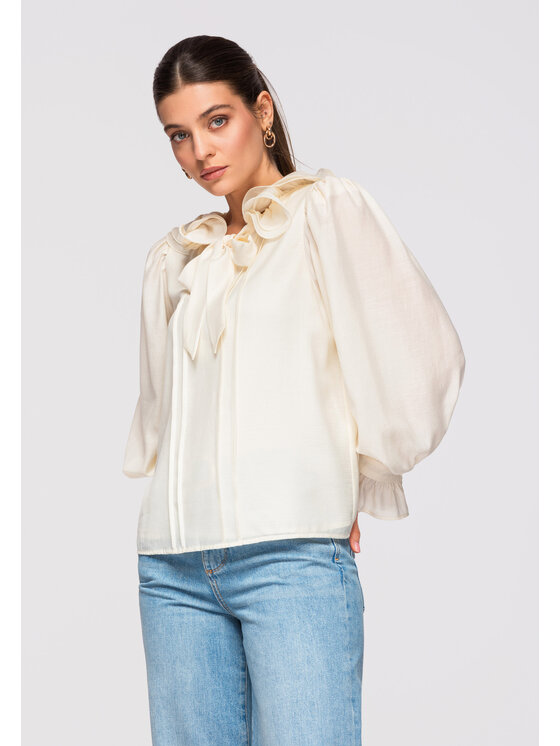 Ombre Ombre Bluzka OW-TS-E0031 Beżowy Loose Fit