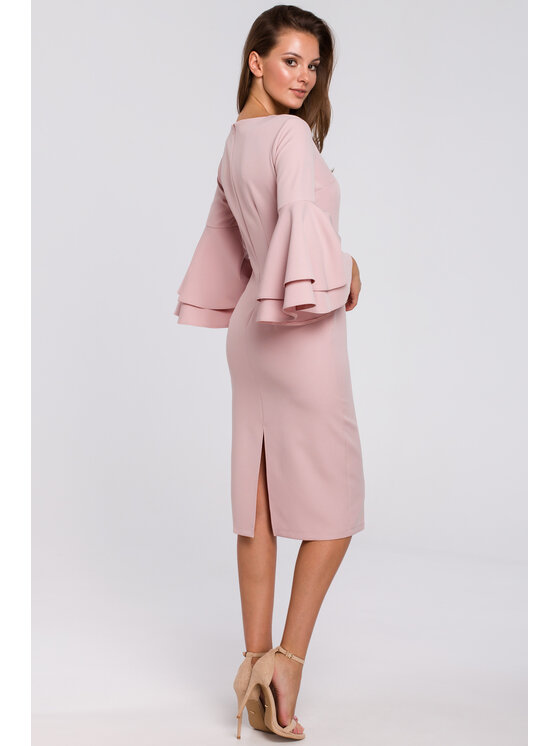 Makover Makover Elegantní šaty K002 Růžová Regular Fit