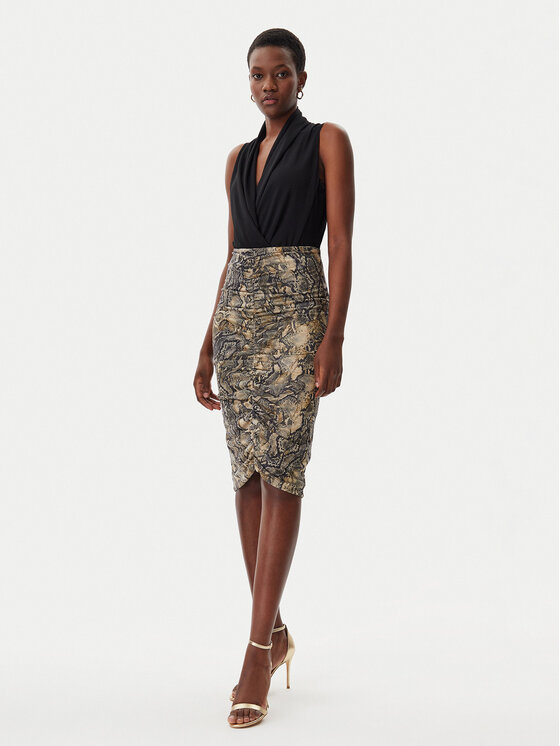 Just Cavalli Just Cavalli Pouzdrová sukně 78PAE815 Hnědá Slim Fit