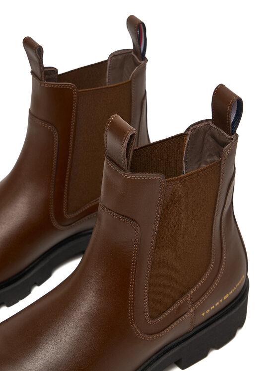 Tommy Hilfiger Tommy Hilfiger Klassische Stiefeletten Lthr Low Chelsea FW0FW08775 Braun