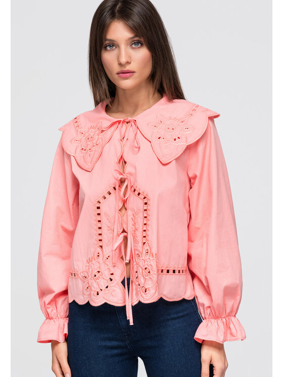 Ombre Ombre Koszula OW-SH-E0044 Koralowy Loose Fit