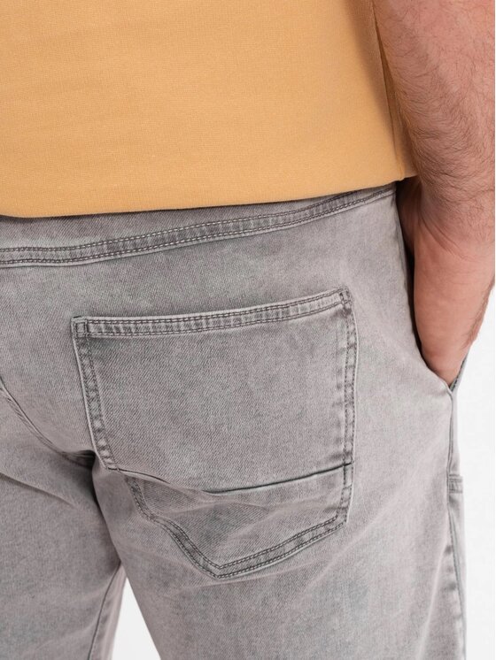 Ombre Ombre Szorty jeansowe OM-SRDS-0135 Szary Regular Fit