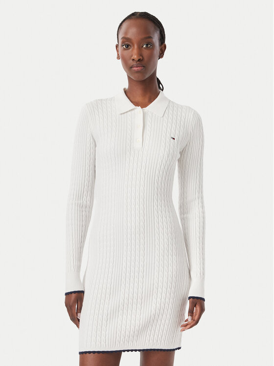 Tommy Jeans Tommy Jeans Φόρεμα υφασμάτινο DW0DW23317 Λευκό Slim Fit