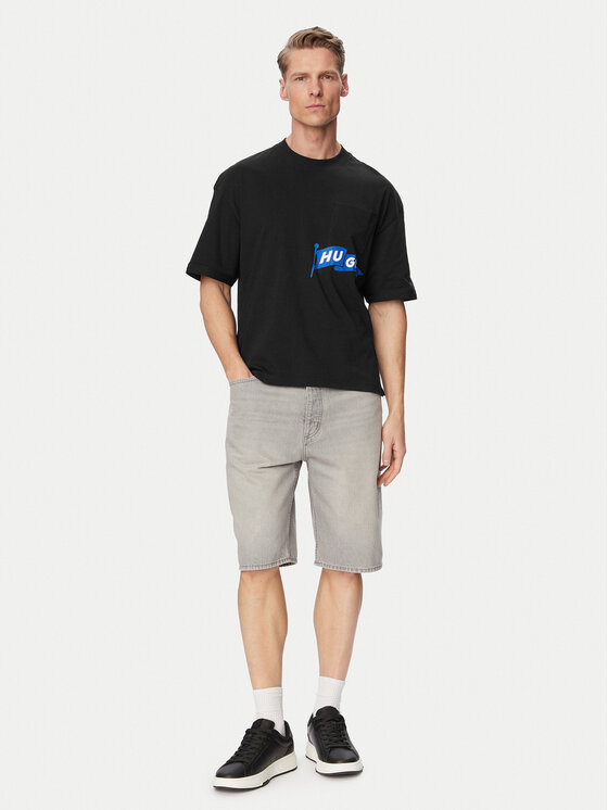 HUGO HUGO T-krekls Nohacrop 50556406 Melns Loose Fit