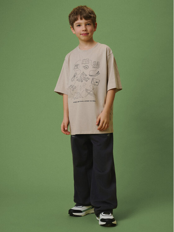4F 4F T-Shirt ENJOY THE OUTDOORS Beżowy Loose Fit