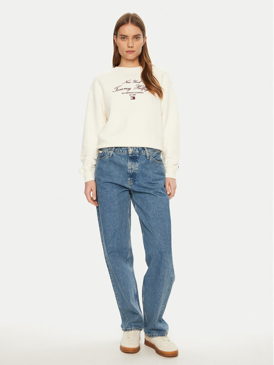 Tommy Hilfiger Tommy Hilfiger Суитшърт Modern Script WW0WW43844 Екрю Regular Fit