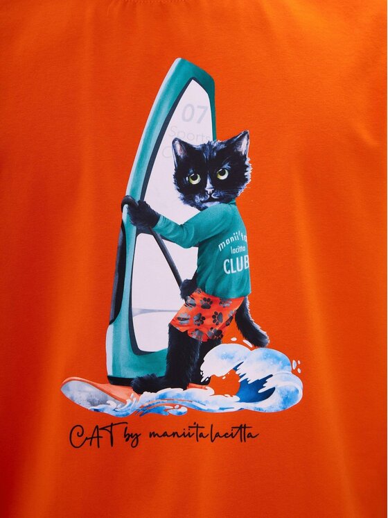 CAT by maniita lacitta CAT by maniita lacitta T-Shirt Printed men's t-shirt with CAT Pomarańczowy Regular Fit