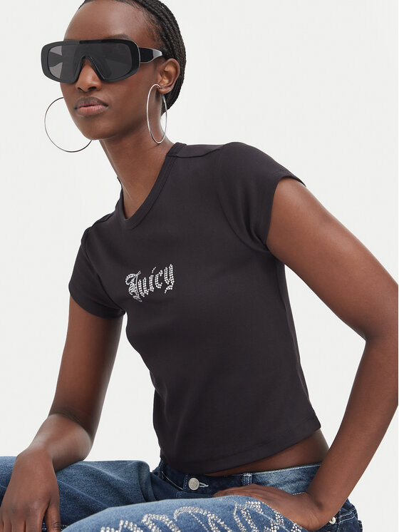 Juicy Couture Juicy Couture Tricou JCWCT226326 Negru Slim Fit