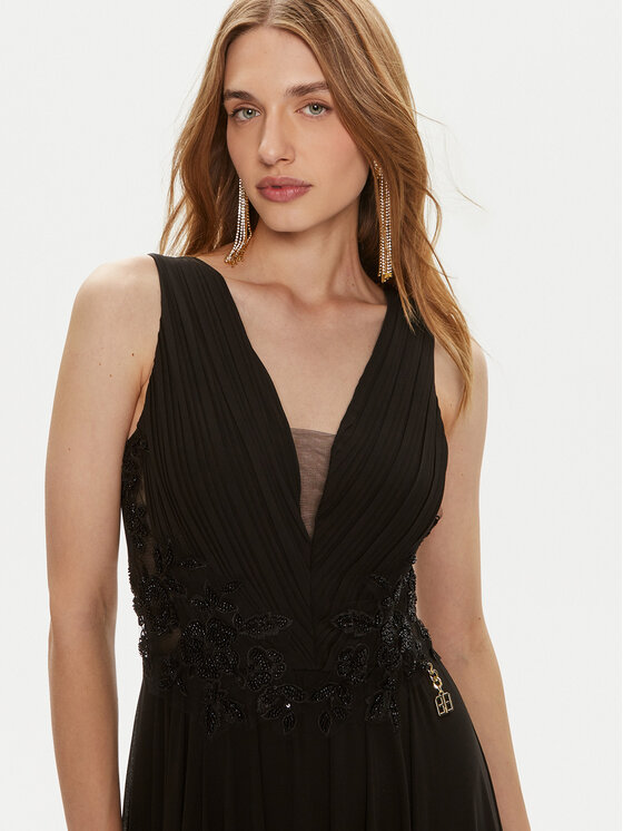 Fracomina Fracomina Estélyi ruha FQ24SD3027W41201 Fekete Slim Fit