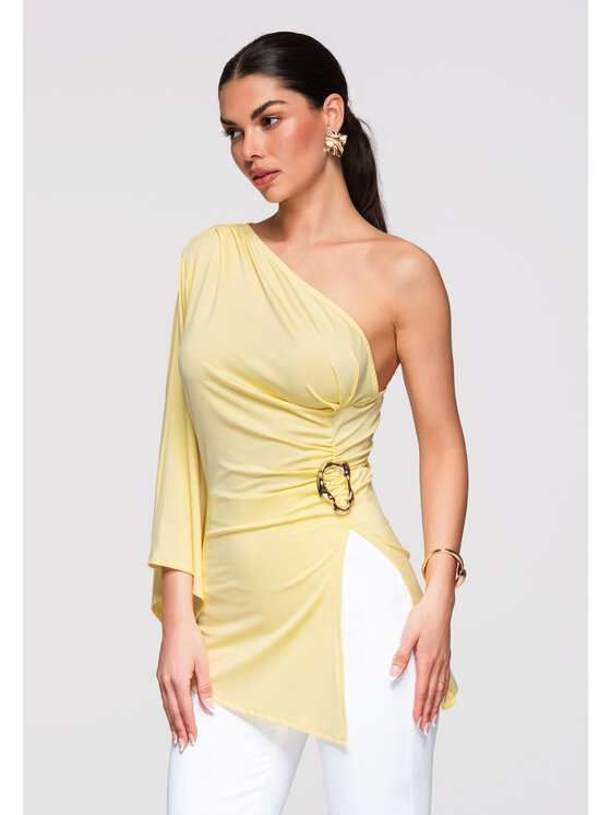 Ombre Ombre Koszula OW-SH-E0005 Żółty Slim Fit