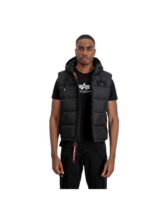 Alpha Industries Alpha Industries Liemenė Alpha Industries Hooded Puffer Vest FD BLACK Juoda Regular Fit