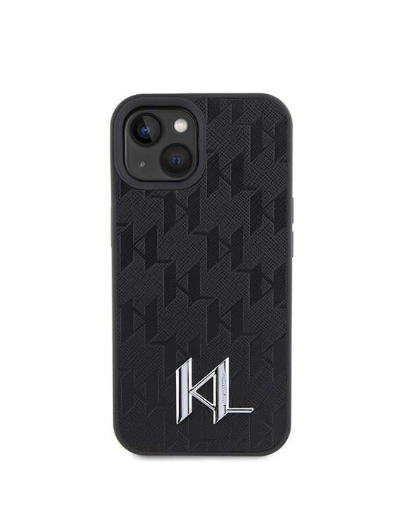 KARL LAGERFELD KARL LAGERFELD Etui na telefon HardCase Leather Monogram Hot Stamp Metal Logo Czarny
