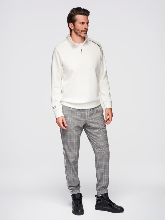 Ombre Ombre Bluza OM-SSZP-0211 Biały Slim Fit