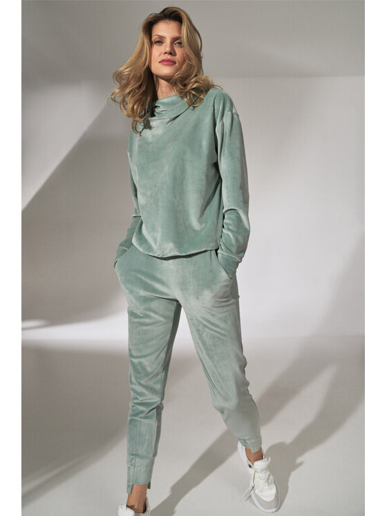 FIGL FIGL Spodnie damskie M746 Zielony Regular Fit