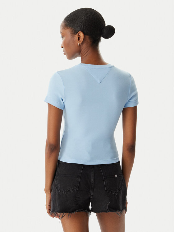 Tommy Jeans Tommy Jeans T-krekls Wavy Flag DW0DW22272 Gaiši zila Slim Fit