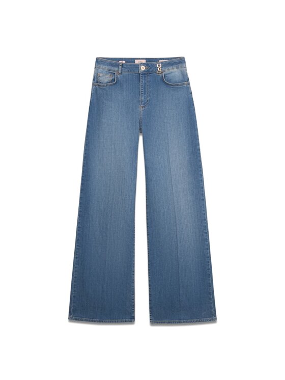 Oltre Oltre Jeansy P552R008406N004 Turkusowy Baggy Fit