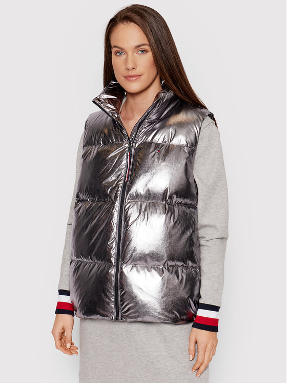 Tommy Hilfiger Tommy Hilfiger Елек Gloss Foil WW0WW33073 Сребрист Regular Fit