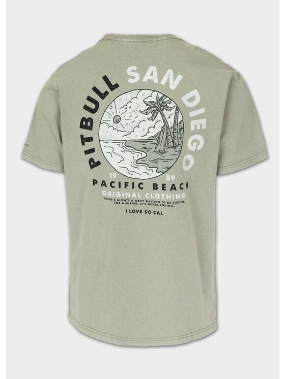 PITBULL PITBULL T-Shirt Koszulka męska Denim Washed PLANET SURF XL Szary Regular Fit