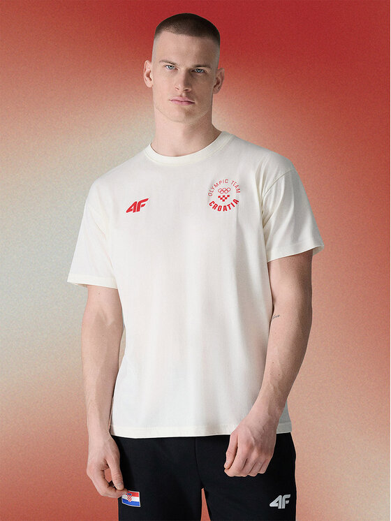 4F 4F T-Shirt MILANO CORTINA Biały Loose Fit