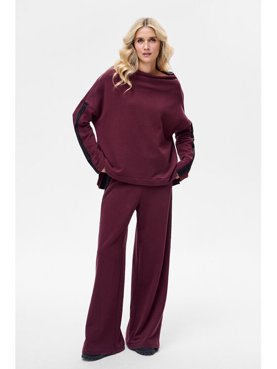 blue shadow blue shadow Spodnie damskie Disa Bordowy Regular Fit