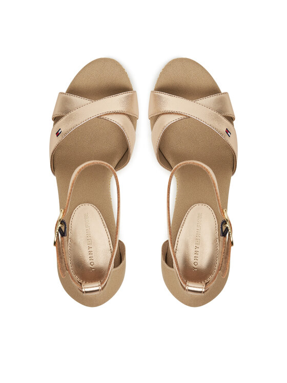 Tommy Hilfiger Tommy Hilfiger Sandalen Flag Metallic High Wedge Espad FW0FW08811 Goldfarben