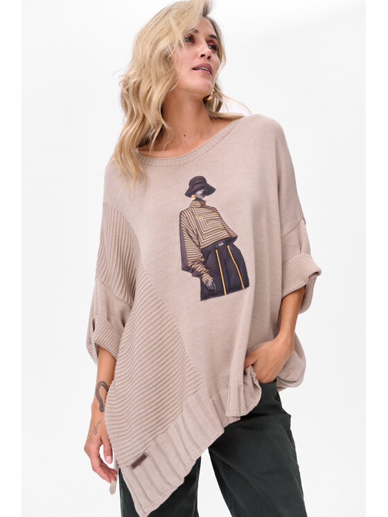blue shadow blue shadow Sweter Likola Beżowy Regular Fit