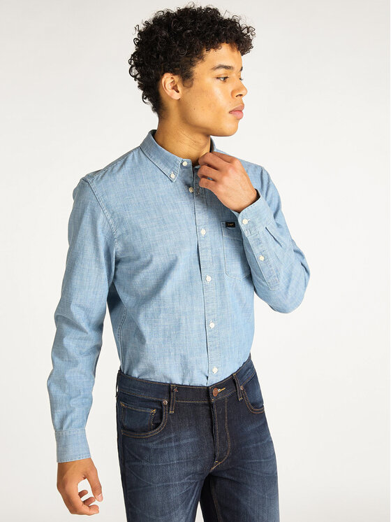 Lee Lee Camicia L880NSNJ 112123337 Celeste Regular Fit