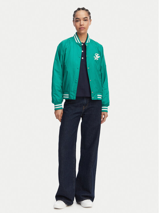 Tommy Hilfiger Tommy Hilfiger Bunda bomber Logo Appliqué WW0WW48618 Zelená Regular Fit