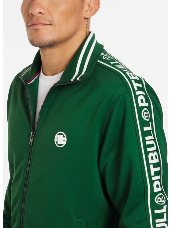 PITBULL PITBULL Bluza Oldschool Tape Logo Zielony Regular Fit