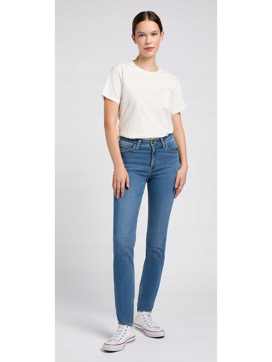 Lee Lee Jeansy Scarlett High Niebieski Skinny Fit