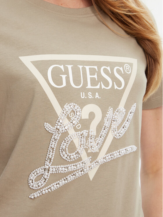 Guess Guess Marškinėliai W5YI40 I3Z14 Žalia Regular Fit