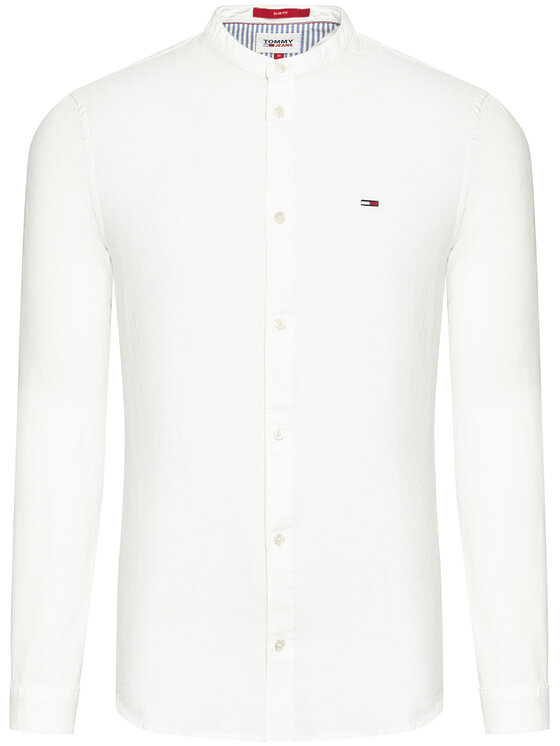 Tommy Jeans Marškiniai Tjm Mao Linen Blend DM0DM10617 Balta Slim Fit •  Modivo.lt
