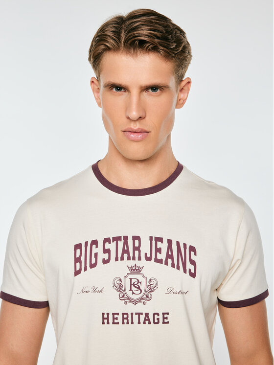 BIG STAR BIG STAR T-Shirt BERNO Kremowy Basic Fit