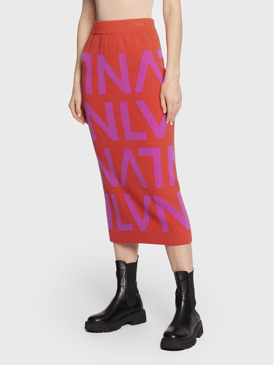 Gonna a matita F2WC42 Rosso Slim Fit
