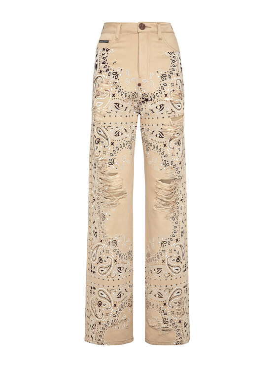 PHILIPP PLEIN PHILIPP PLEIN Jeansy 2947 Beżowy Palazzo Fit
