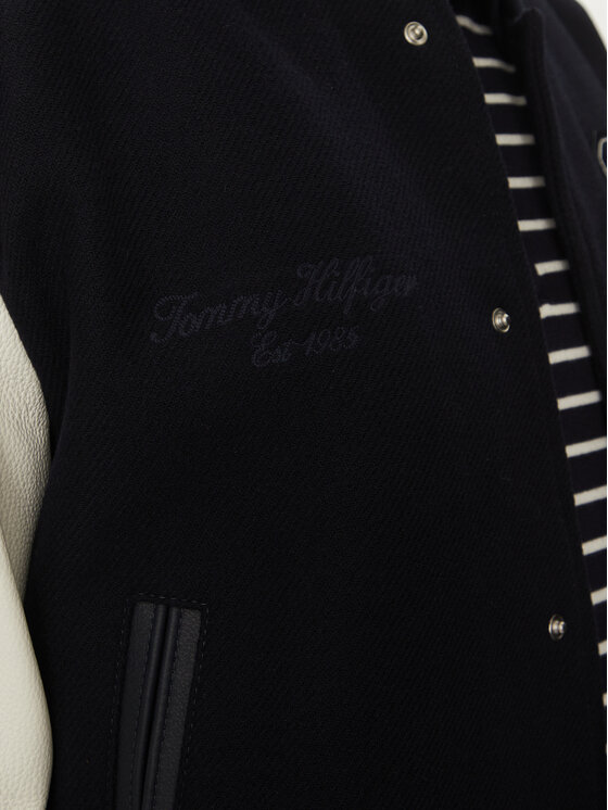 Tommy Hilfiger Tommy Hilfiger Kurtka przejściowa Leather Varsity Jacket MW0MW39248 Granatowy Regular Fit