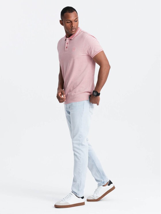 Ombre Ombre Polokošile OM-POSS-0109 Růžová Regular Fit