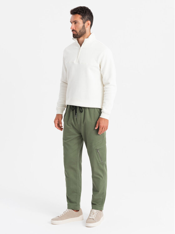 Ombre Ombre Joggers kalhoty OM-PAJO-0199 Khaki Regular Fit