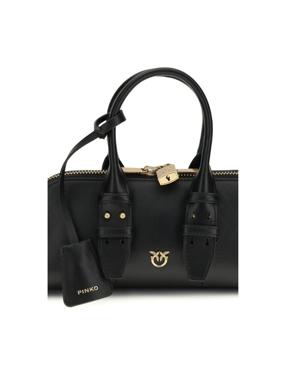 PINKO PINKO Torebka Black Calf Leather Bos Taurus Hand Czarny